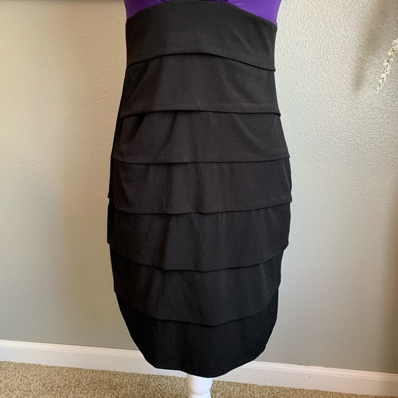 Enfocus Studio Black & Purple Midi Dress Size 10 - Picture 16 of 16